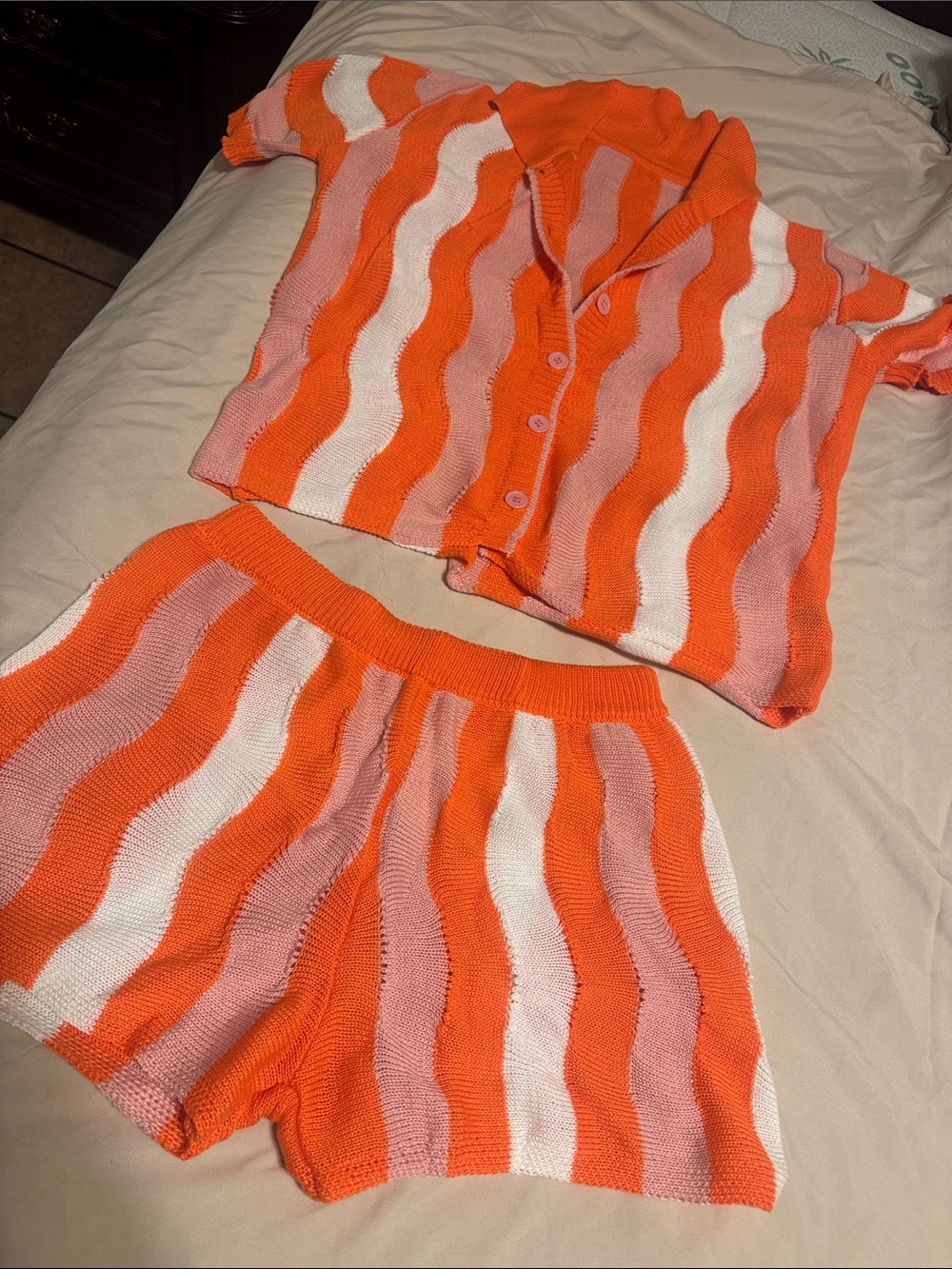 Women’s 2 y Orange Striped Knit Set - Never worn